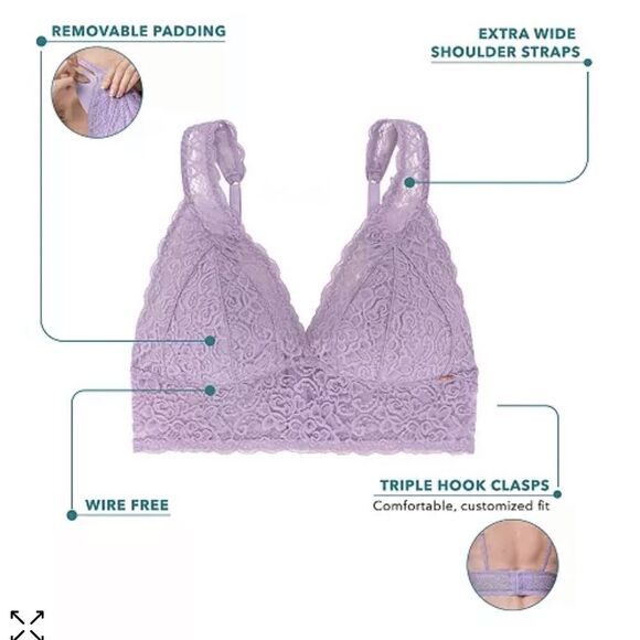 DORINA Lana 2 Piece Light Padded All Lace bralettes M Purple/Ivory NWT in pkg - Picture 4 of 10